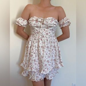 RUFFLE OFF THE SHOULDER FLORAL DRESS